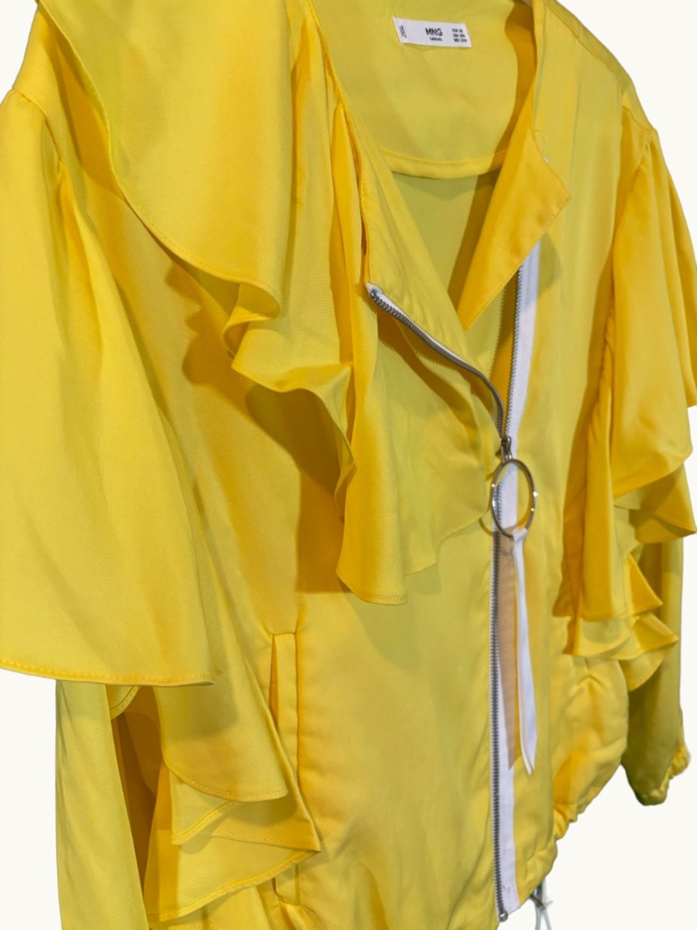 Mango Bright Yellow Ruffled Jacket XS (New Without Tags) - Picture 6 of 6